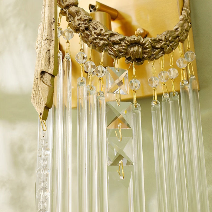 Vintage French Crystal Brass Wall Sconce, Luxury Accent Lighting, Dining Room/Bar/Living Room