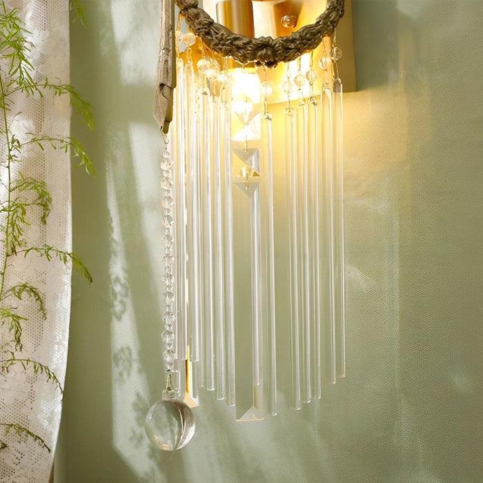 Vintage French Crystal Brass Wall Sconce, Luxury Accent Lighting, Dining Room/Bar/Living Room