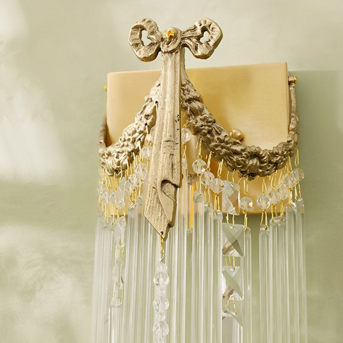 Vintage French Crystal Brass Wall Sconce, Luxury Accent Lighting, Dining Room/Bar/Living Room