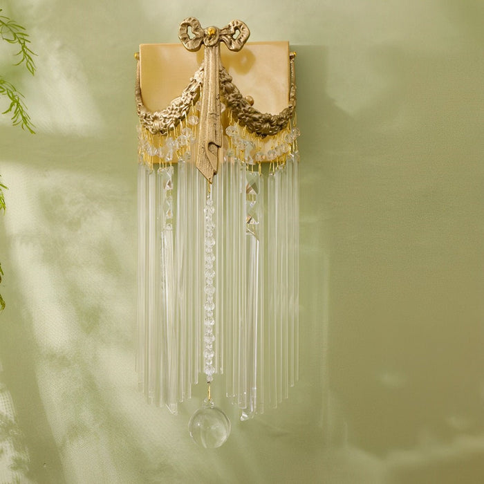 Vintage French Crystal Brass Wall Sconce, Luxury Accent Lighting, Dining Room/Bar/Living Room