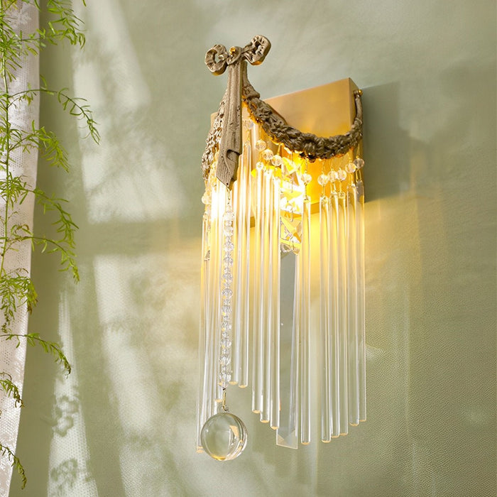 Vintage French Crystal Brass Wall Sconce, Luxury Accent Lighting, Dining Room/Bar/Living Room