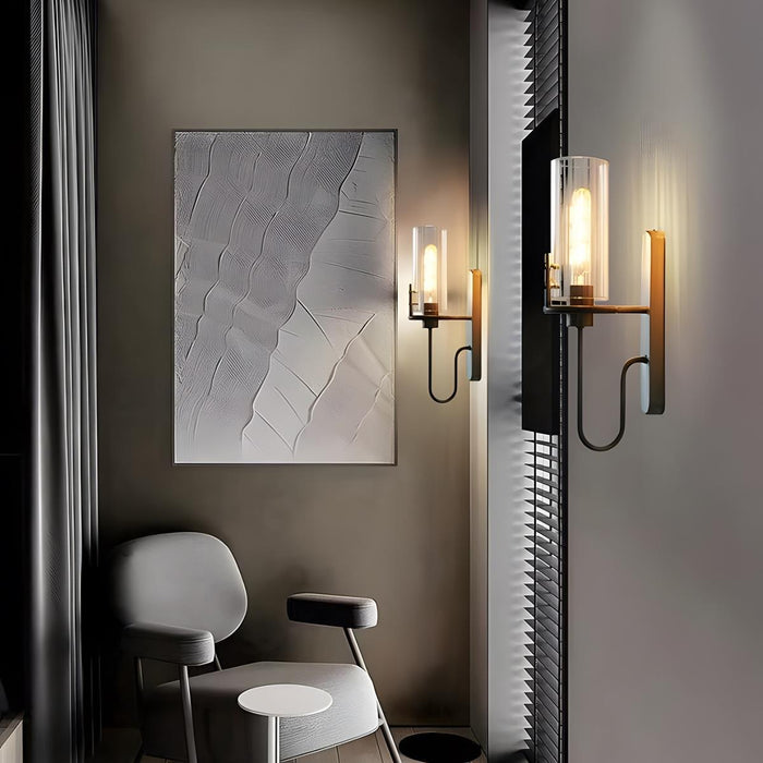 Vintage Crystal Cylinder LED Wall Sconce, Hardwired Accent Lighting, High CRI, 50000hr Life for Bedroom/Hallway/Living Room