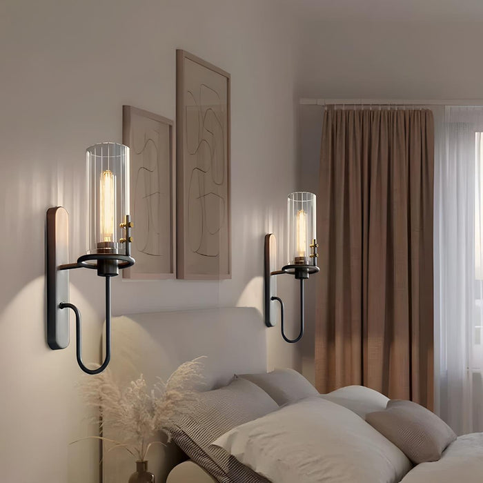 Vintage Crystal Cylinder LED Wall Sconce, Hardwired Accent Lighting, High CRI, 50000hr Life for Bedroom/Hallway/Living Room