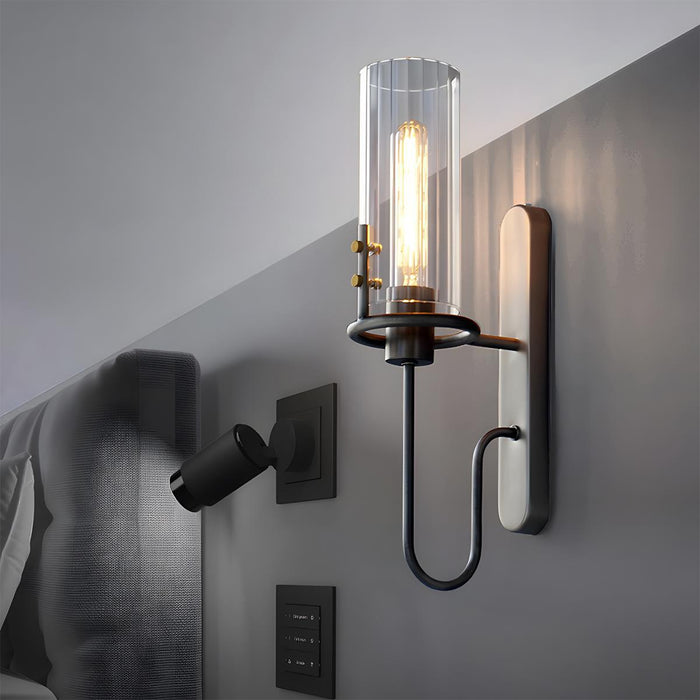 Vintage Crystal Cylinder LED Wall Sconce, Hardwired Accent Lighting, High CRI, 50000hr Life for Bedroom/Hallway/Living Room