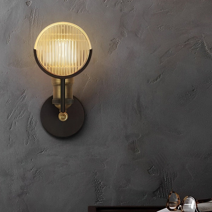 Vintage Industrial Wall Sconce, Edison Bulb LED, Brass Iron Glass, Accent Lighting for Hallway/Living Room/Bedroom