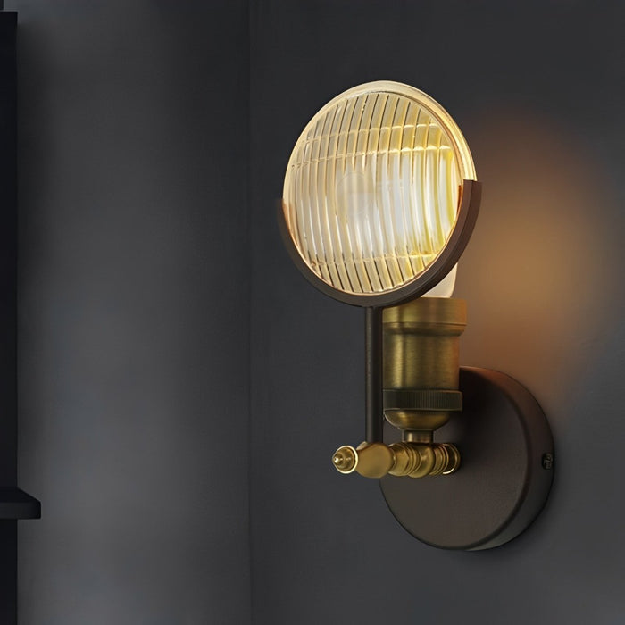 Vintage Industrial Wall Sconce, Edison Bulb LED, Brass Iron Glass, Accent Lighting for Hallway/Living Room/Bedroom