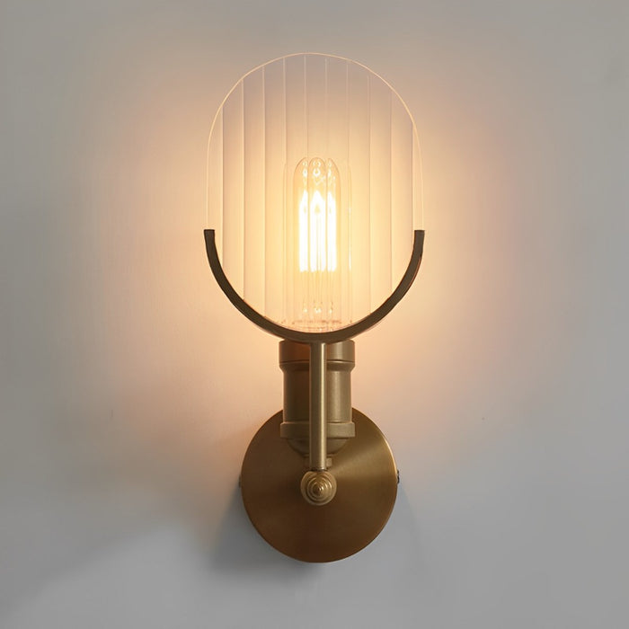 Vintage Industrial Wall Sconce, Edison Bulb LED, Brass Iron Glass, Accent Lighting for Hallway/Living Room/Bedroom