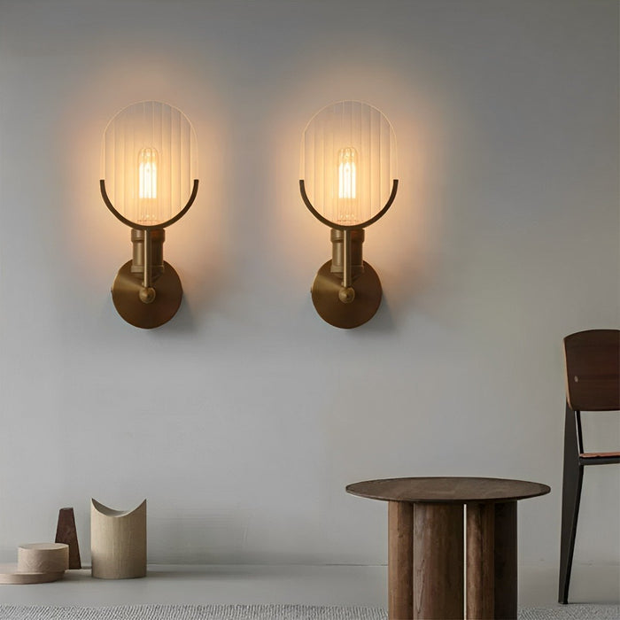 Vintage Industrial Wall Sconce, Edison Bulb LED, Brass Iron Glass, Accent Lighting for Hallway/Living Room/Bedroom