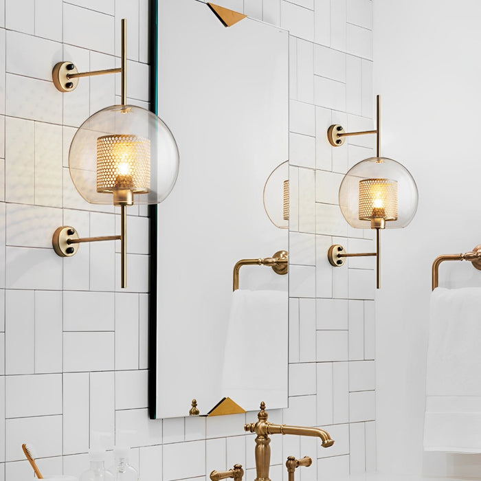 Vintage Industrial Glass Globe LED Wall Sconce, Hardwired Accent Lighting for Hallway/Living Room/Bedroom