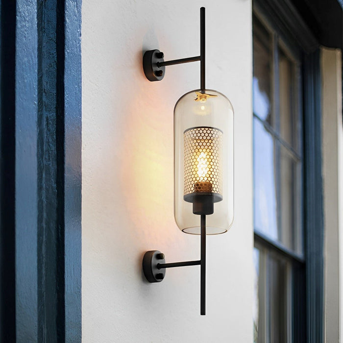 Vintage Industrial Glass Globe LED Wall Sconce, Hardwired Accent Lighting for Hallway/Living Room/Bedroom