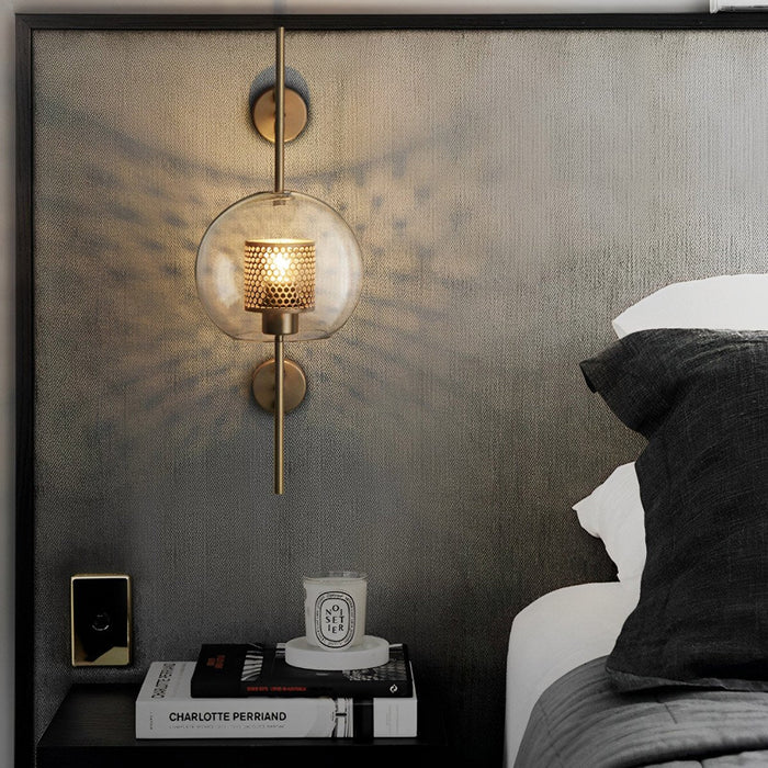 Vintage Industrial Glass Globe LED Wall Sconce, Hardwired Accent Lighting for Hallway/Living Room/Bedroom