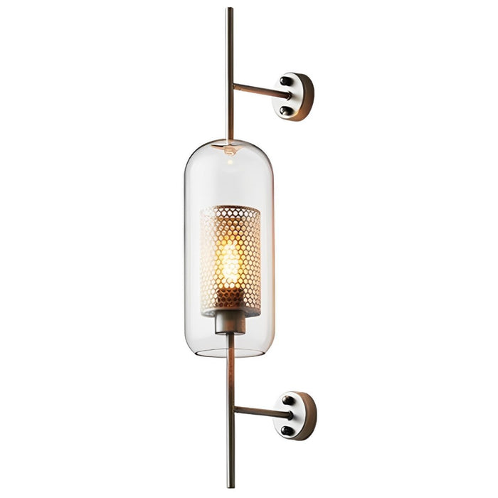 Vintage Industrial Glass Globe LED Wall Sconce, Hardwired Accent Lighting for Hallway/Living Room/Bedroom