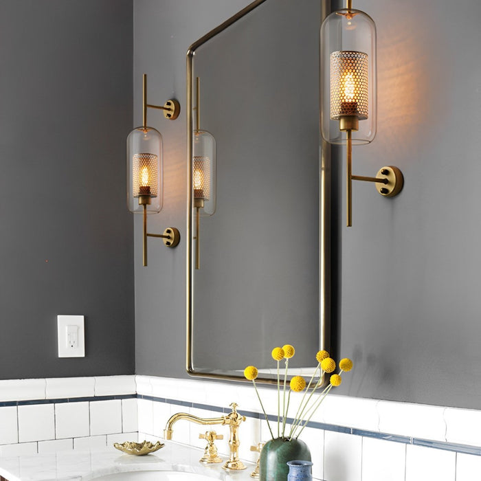 Vintage Industrial Glass Globe LED Wall Sconce, Hardwired Accent Lighting for Hallway/Living Room/Bedroom