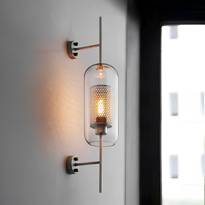 Vintage Industrial Glass Globe LED Wall Sconce, Hardwired Accent Lighting for Hallway/Living Room/Bedroom