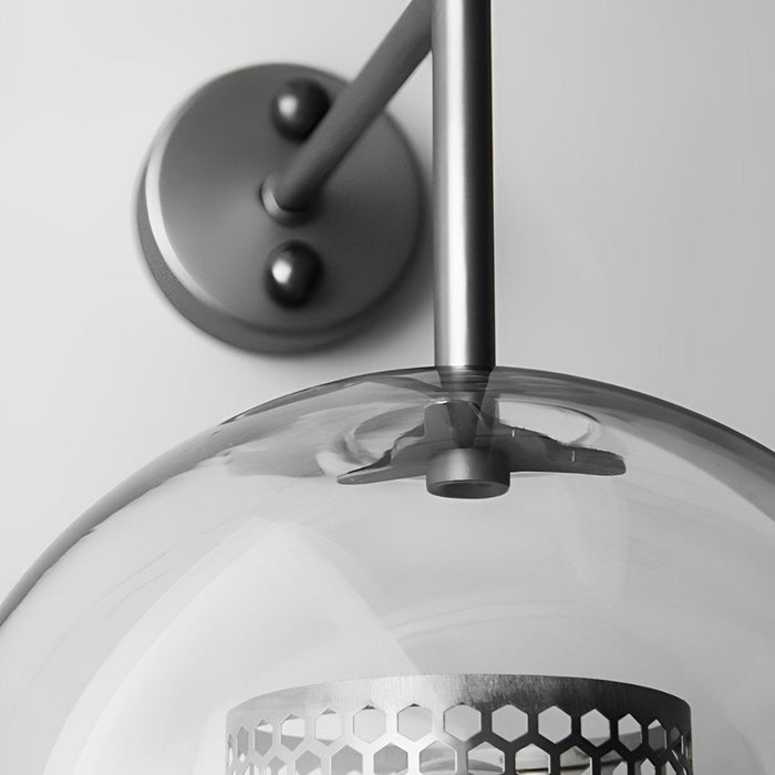 Vintage Industrial Glass Globe LED Wall Sconce, Hardwired Accent Lighting for Hallway/Living Room/Bedroom