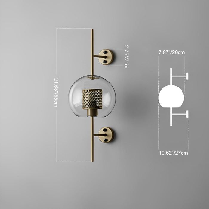 Vintage Industrial Glass Globe LED Wall Sconce, Hardwired Accent Lighting for Hallway/Living Room/Bedroom
