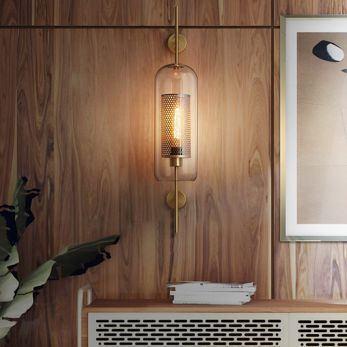 Vintage Industrial Glass Globe LED Wall Sconce, Hardwired Accent Lighting for Hallway/Living Room/Bedroom