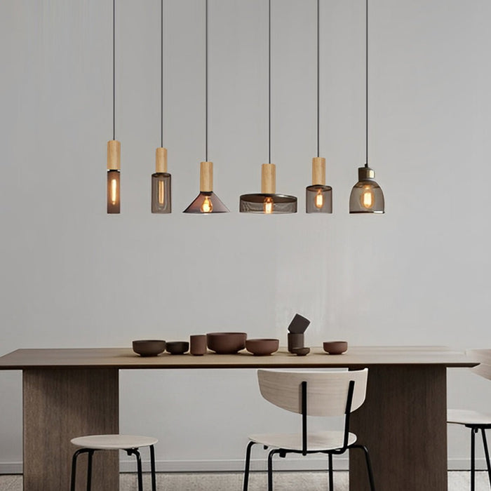 Industrial Vintage Pendant Light, Iron Mesh Cement Wood, Adjustable LED, Kitchen/Bar/Dining Room