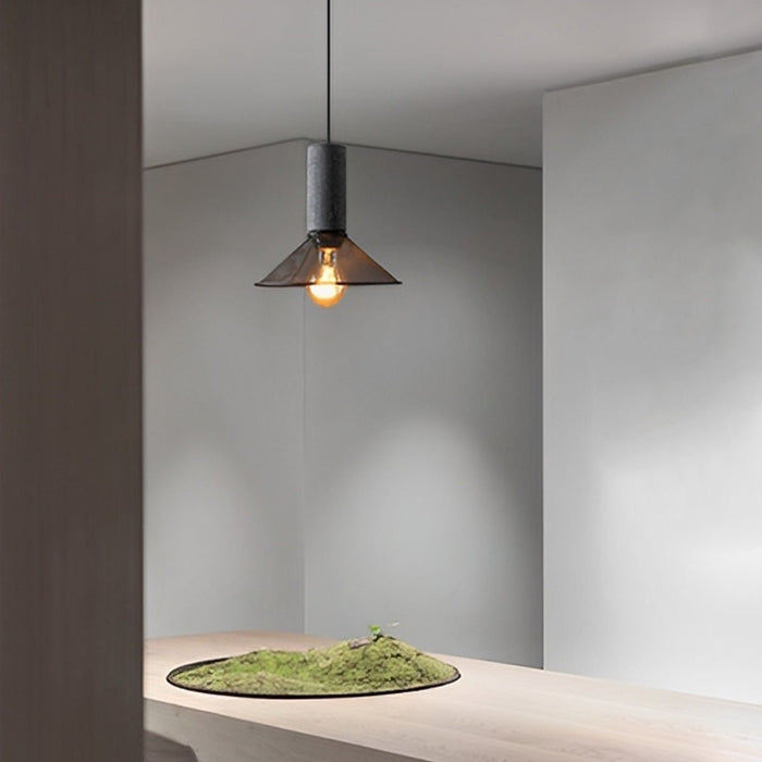 Industrial Vintage Pendant Light, Iron Mesh Cement Wood, Adjustable LED, Kitchen/Bar/Dining Room
