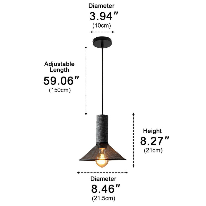 Industrial Vintage Pendant Light, Iron Mesh Cement Wood, Adjustable LED, Kitchen/Bar/Dining Room