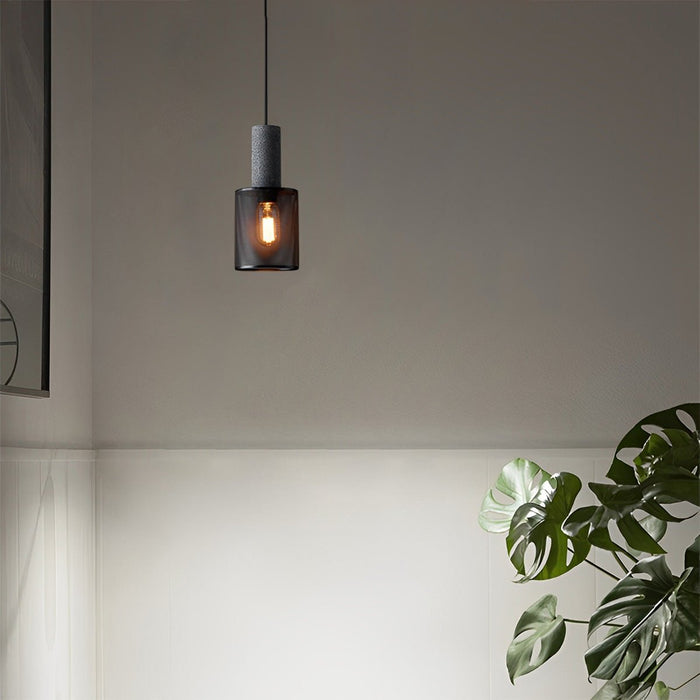 Industrial Vintage Pendant Light, Iron Mesh Cement Wood, Adjustable LED, Kitchen/Bar/Dining Room
