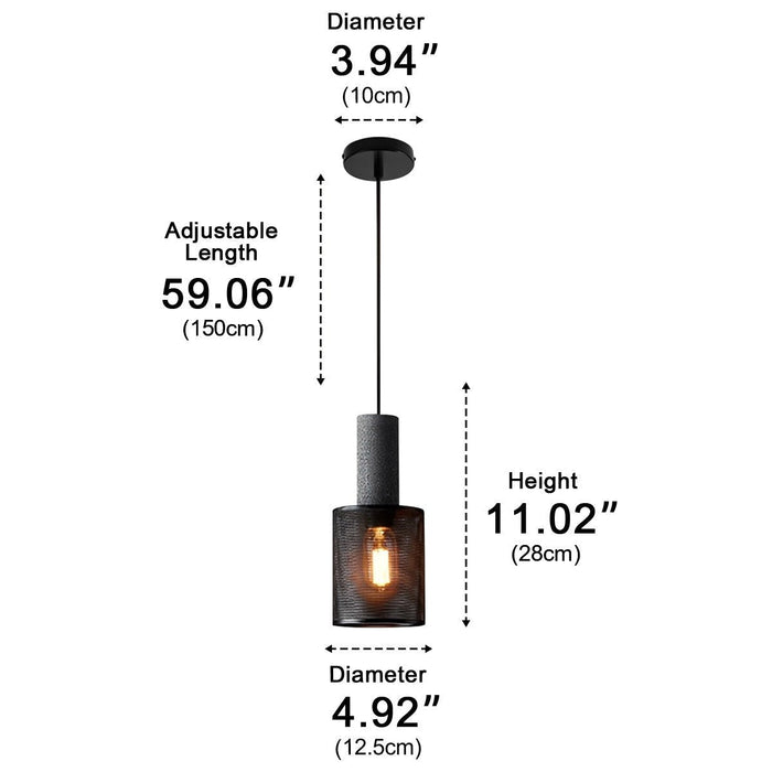 Industrial Vintage Pendant Light, Iron Mesh Cement Wood, Adjustable LED, Kitchen/Bar/Dining Room