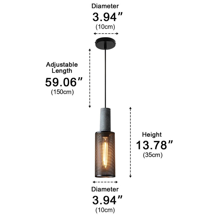 Industrial Vintage Pendant Light, Iron Mesh Cement Wood, Adjustable LED, Kitchen/Bar/Dining Room