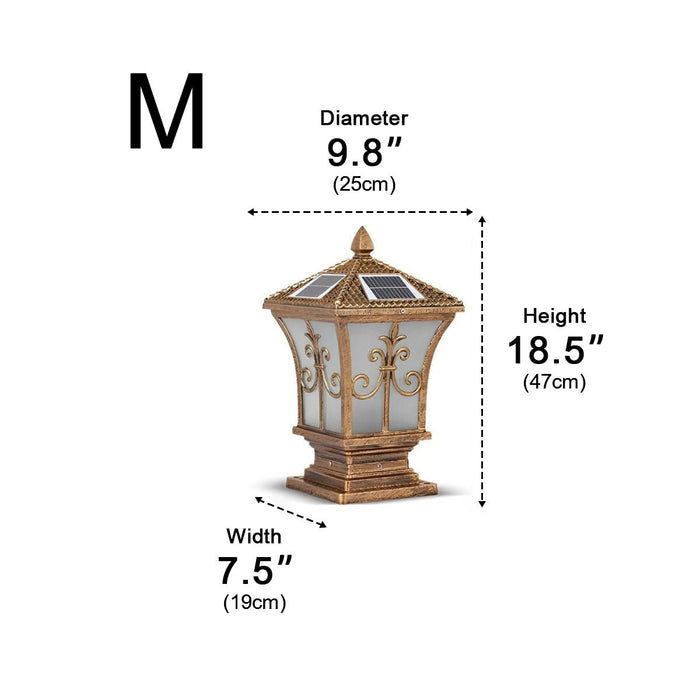 Solar Vintage Pattern Fence Post Light, Dusk to Dawn, Perimeter Security, Entryway Ambiance for Deck/Patio
