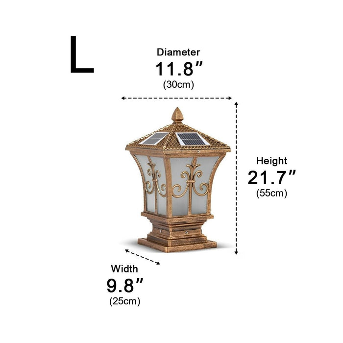 Solar Vintage Pattern Fence Post Light, Dusk to Dawn, Perimeter Security, Entryway Ambiance for Deck/Patio