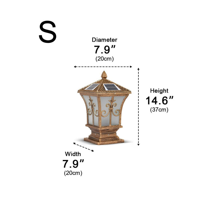 Solar Vintage Pattern Fence Post Light, Dusk to Dawn, Perimeter Security, Entryway Ambiance for Deck/Patio