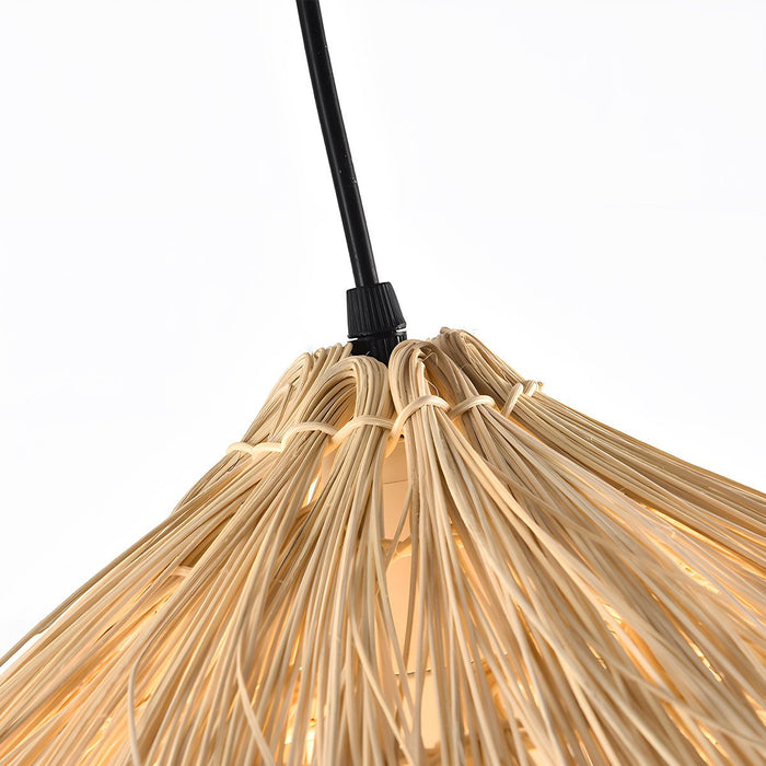 Rattan Woven Bird's Nest Pendant Light, Adjustable LED Ceiling Lamp for Kitchen/Bedroom/Living Room