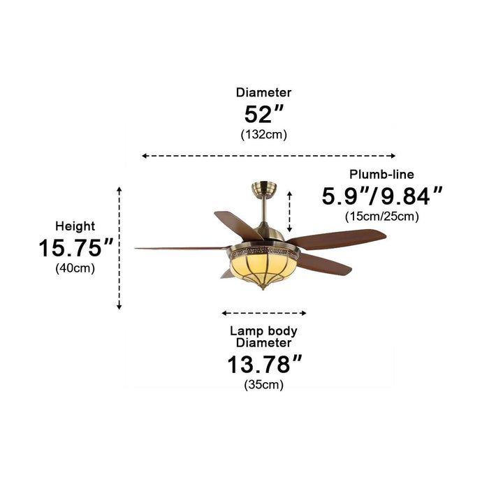 DC Motor Reversible Ceiling Fan, 6-Speed Whisper-Quiet, Vintage Copper-Tone LED Light for Living Room/Bedroom