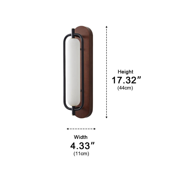 Wood Grain LED Wall Sconce, 3-Color Dimmable, Cylinder Design, for Bedroom/Living Room
