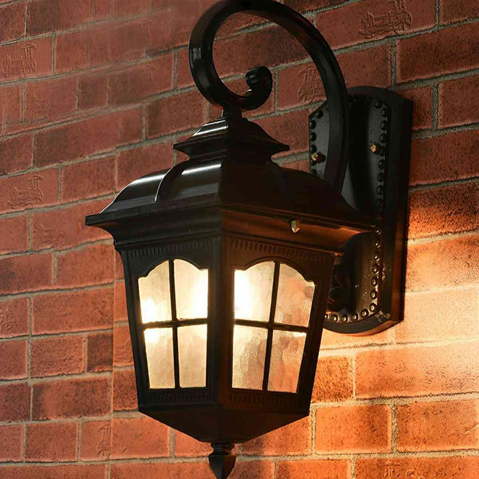 Vintage Rustic Outdoor Wall Sconce, Waterproof LED Lantern, Die-cast Aluminum, Porch/Patio/Entryway Lighting