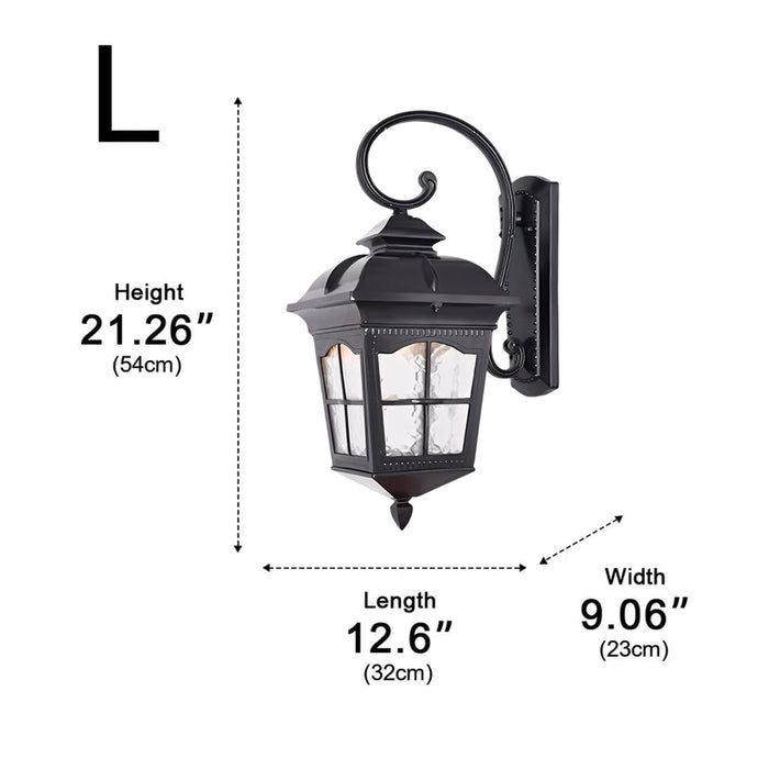 Vintage Rustic Outdoor Wall Sconce, Waterproof LED Lantern, Die-cast Aluminum, Porch/Patio/Entryway Lighting