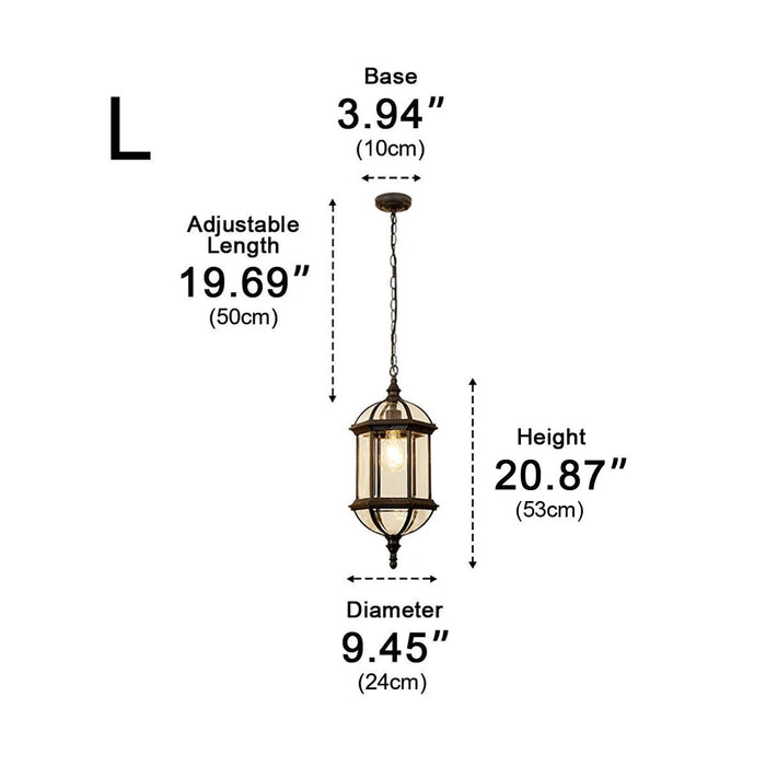 Vintage Rustic Outdoor Pendant Light, Waterproof LED Lantern, Die-cast Aluminum, Yard/Garden/Patio