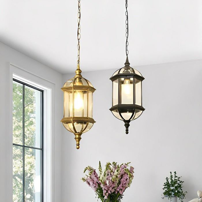 Vintage Rustic Outdoor Pendant Light, Waterproof LED Lantern, Die-cast Aluminum, Yard/Garden/Patio