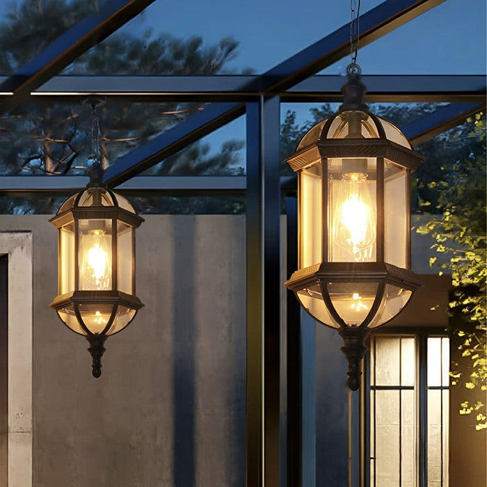 Vintage Rustic Outdoor Pendant Light, Waterproof LED Lantern, Die-cast Aluminum, Yard/Garden/Patio