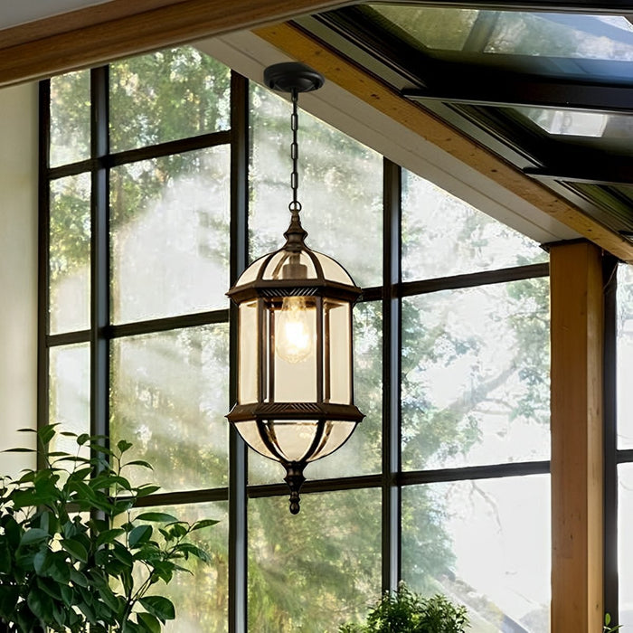 Vintage Rustic Outdoor Pendant Light, Waterproof LED Lantern, Die-cast Aluminum, Yard/Garden/Patio
