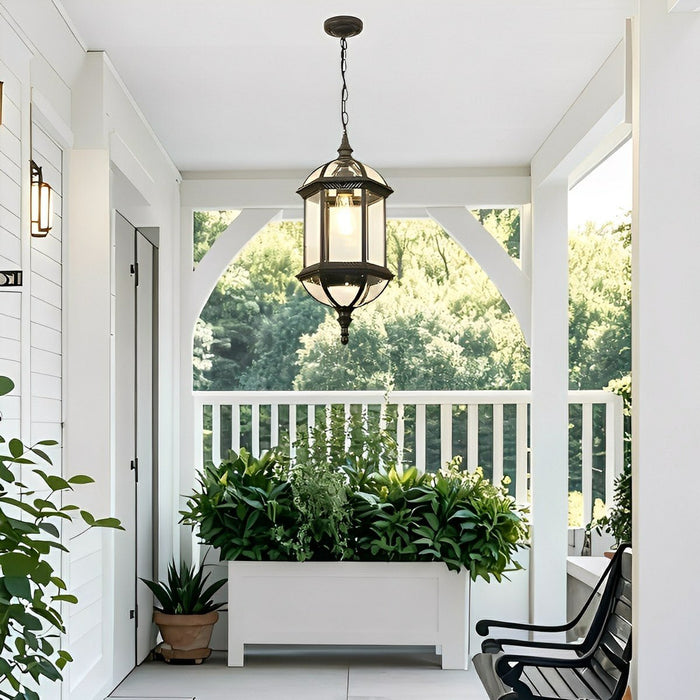 Vintage Rustic Outdoor Pendant Light, Waterproof LED Lantern, Die-cast Aluminum, Yard/Garden/Patio