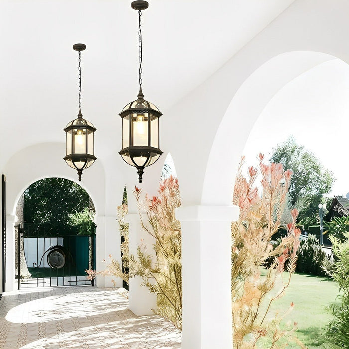 Vintage Rustic Outdoor Pendant Light, Waterproof LED Lantern, Die-cast Aluminum, Yard/Garden/Patio