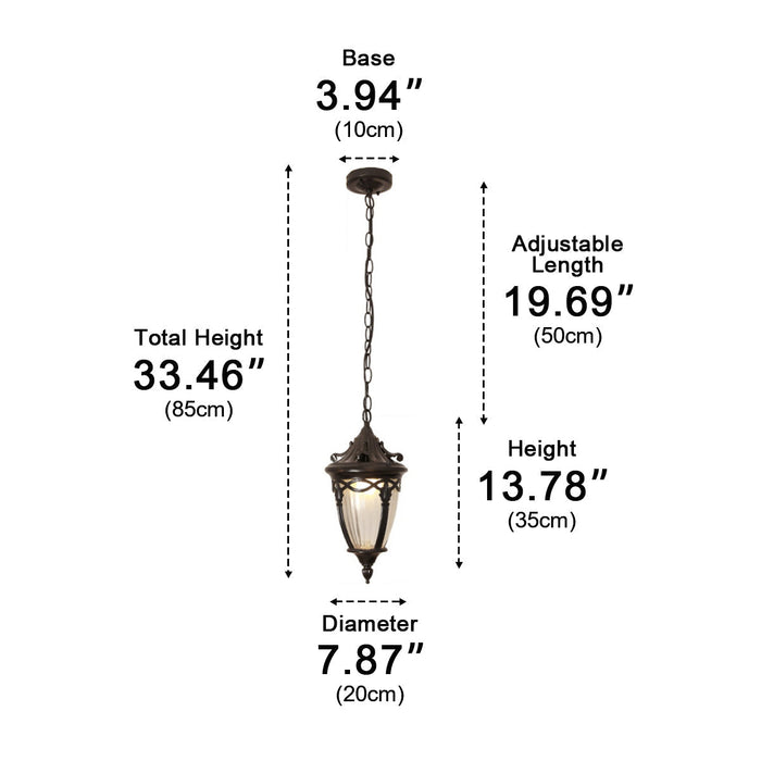 Vintage Rustic Outdoor LED Lantern Pendant Light - Farmhouse Style, Porch/Patio Hanging Fixture