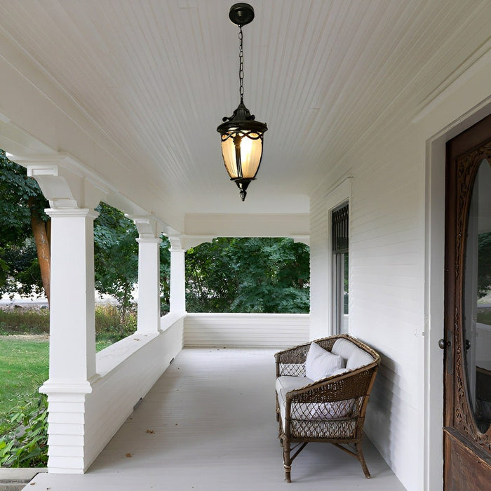 Vintage Rustic Outdoor LED Lantern Pendant Light - Farmhouse Style, Porch/Patio Hanging Fixture