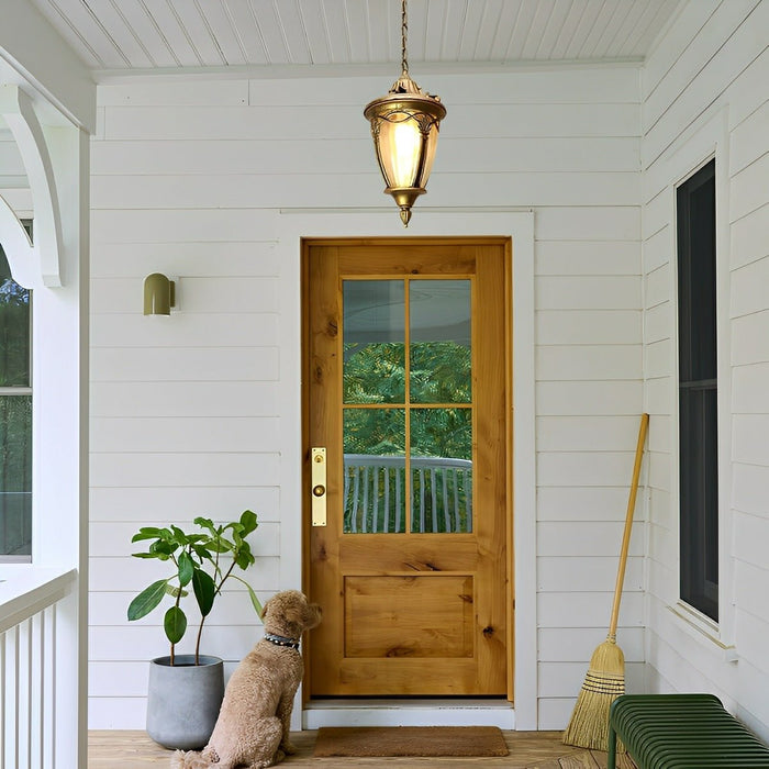 Vintage Rustic Outdoor LED Lantern Pendant Light - Farmhouse Style, Porch/Patio Hanging Fixture