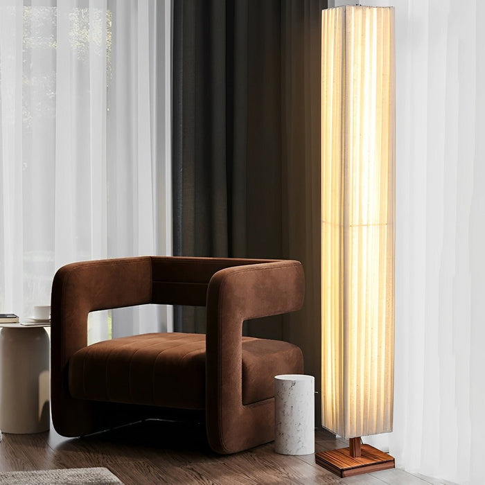 Vintage Square Column Floor Lamp - Elegant LED Lighting, Modern Wood Design
