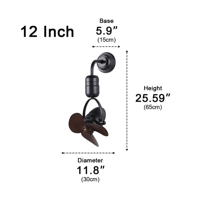 Ceiling Fan Wall Fan - Vintage Swing Rotation, 6-Speed DC Motor, Industrial Metal