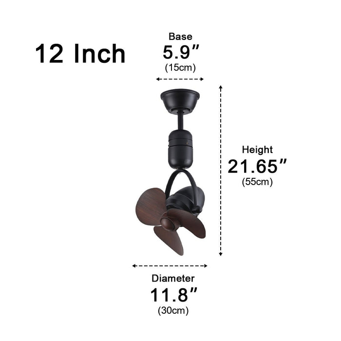 Ceiling Fan Wall Fan - Vintage Swing Rotation, 6-Speed DC Motor, Industrial Metal