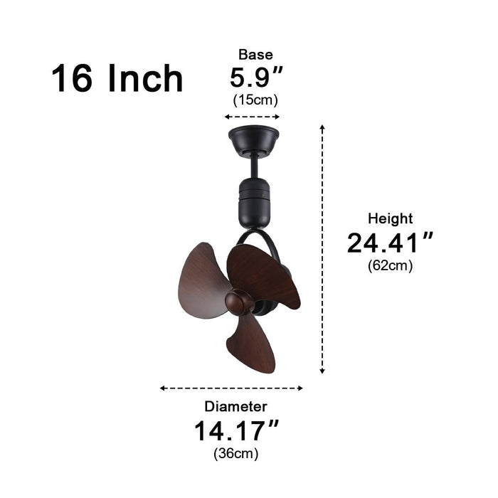 Ceiling Fan Wall Fan - Vintage Swing Rotation, 6-Speed DC Motor, Industrial Metal