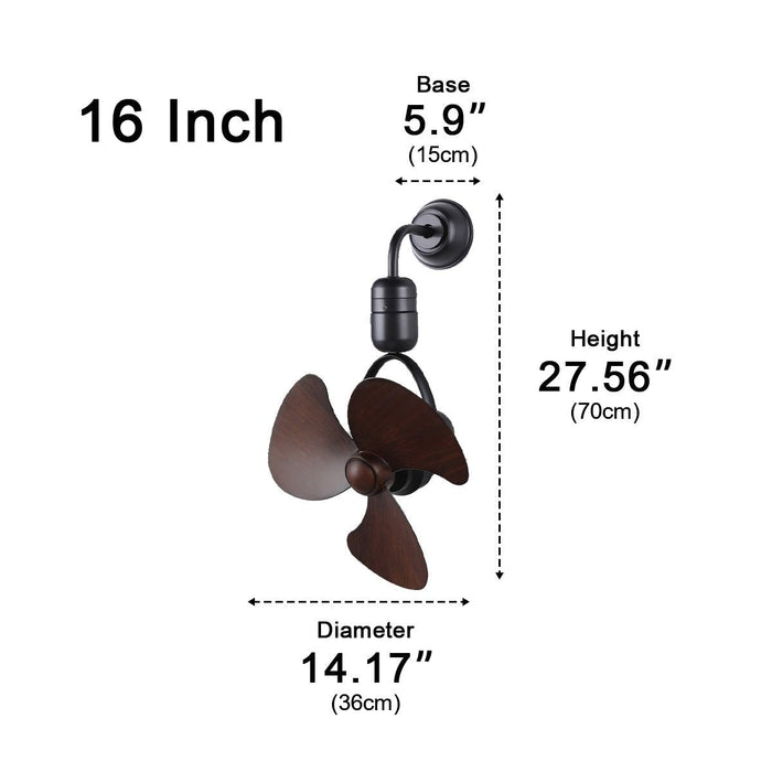Ceiling Fan Wall Fan - Vintage Swing Rotation, 6-Speed DC Motor, Industrial Metal