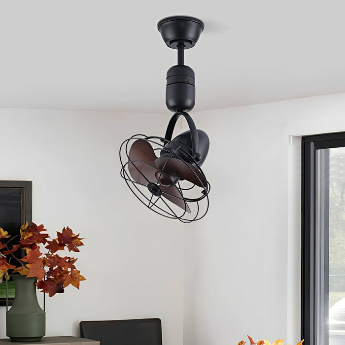 Ceiling Fan Wall Fan - Vintage Swing Rotation, 6-Speed DC Motor, Industrial Metal